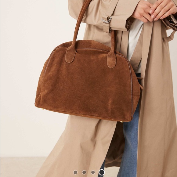ASOS brown suede bowler tote bag - Picture 4 of 8